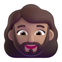 Woman: beard: medium skin tone animated emoji
