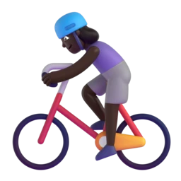 Woman biking: dark skin tone animated emoji