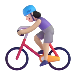 Woman biking: light skin tone animated emoji