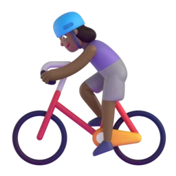 Woman biking: medium-dark skin tone animated emoji