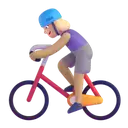 Woman biking: medium-light skin tone 3D animated emoji
