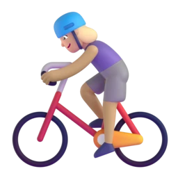 Woman biking: medium-light skin tone animated emoji