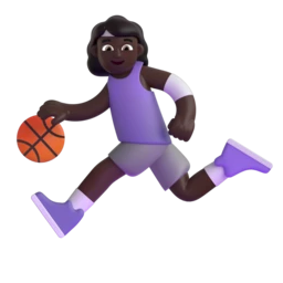 Woman bouncing ball: dark skin tone animated emoji
