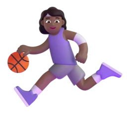 Woman bouncing ball: medium-dark skin tone animated emoji