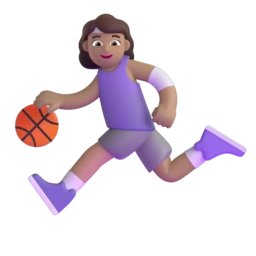 Woman bouncing ball: medium skin tone animated emoji