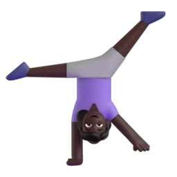 Woman cartwheeling: dark skin tone animated emoji