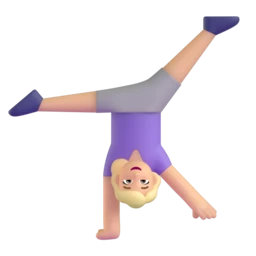 Woman cartwheeling: medium-light skin tone animated emoji