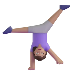 Woman cartwheeling: medium skin tone animated emoji
