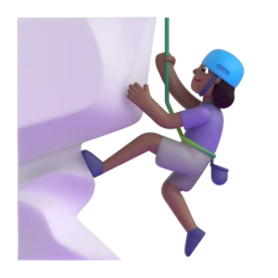 Woman climbing: medium-dark skin tone animated emoji