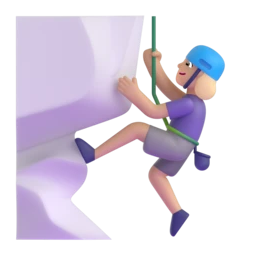 Woman climbing: medium-light skin tone animated emoji