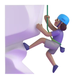 Woman climbing: medium skin tone animated emoji