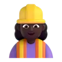 Woman construction worker: dark skin tone 3D animated emoji