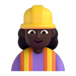 Woman construction worker: dark skin tone animated emoji