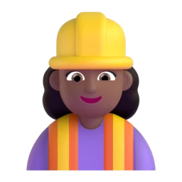 Woman construction worker: medium-dark skin tone animated emoji
