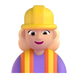 Woman construction worker: medium-light skin tone animated emoji