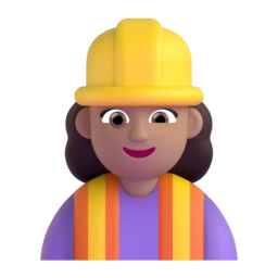 Woman construction worker: medium skin tone animated emoji