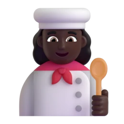 Woman cook: dark skin tone animated emoji