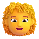 Woman: curly hair 3D animated emoji
