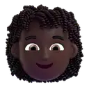Woman: curly hair: dark skin tone 3D animated emoji