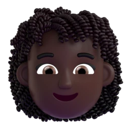 Woman: curly hair: dark skin tone animated emoji