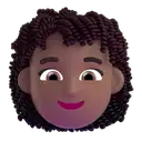 Woman: curly hair: medium-dark skin tone 3D animated emoji