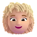 Woman: curly hair: medium-light skin tone 3D animated emoji