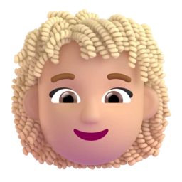 Woman: curly hair: medium-light skin tone animated emoji