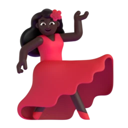 Woman dancing: dark skin tone animated emoji