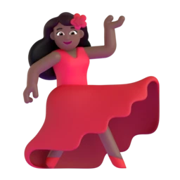 Woman dancing: medium-dark skin tone animated emoji