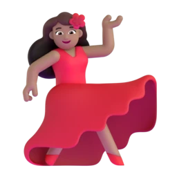 Woman dancing: medium skin tone animated emoji