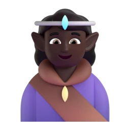Woman elf: dark skin tone animated emoji