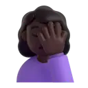 Woman facepalming: dark skin tone 3D animated emoji