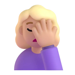 Woman facepalming: medium-light skin tone animated emoji