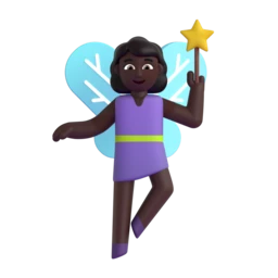 Woman fairy: dark skin tone animated emoji