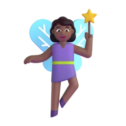 Woman fairy: medium-dark skin tone animated emoji