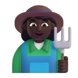 Woman farmer: dark skin tone animated emoji