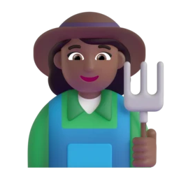 Woman farmer: medium-dark skin tone animated emoji