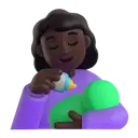 Woman feeding baby: dark skin tone 3D animated emoji