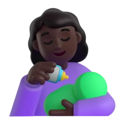 Woman feeding baby: dark skin tone animated emoji