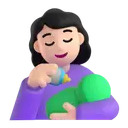 Woman feeding baby: light skin tone 3D animated emoji