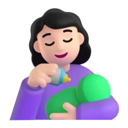 Woman feeding baby: light skin tone animated emoji