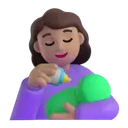 Woman feeding baby: medium skin tone 3D animated emoji