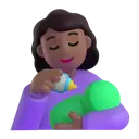 Woman feeding baby: medium-dark skin tone 3D animated emoji