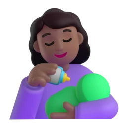 Woman feeding baby: medium-dark skin tone animated emoji