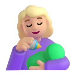 Woman feeding baby: medium-light skin tone animated emoji