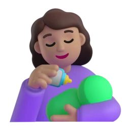 Woman feeding baby: medium skin tone animated emoji