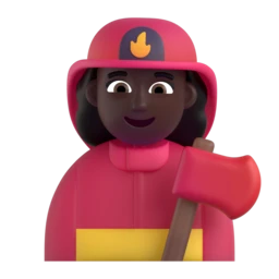Woman firefighter: dark skin tone animated emoji