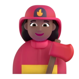 Woman firefighter: medium-dark skin tone animated emoji