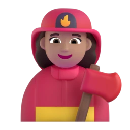Woman firefighter: medium skin tone animated emoji