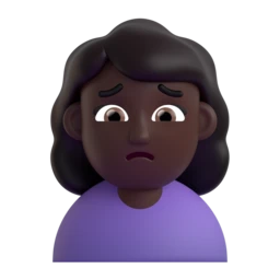 Woman frowning: dark skin tone animated emoji